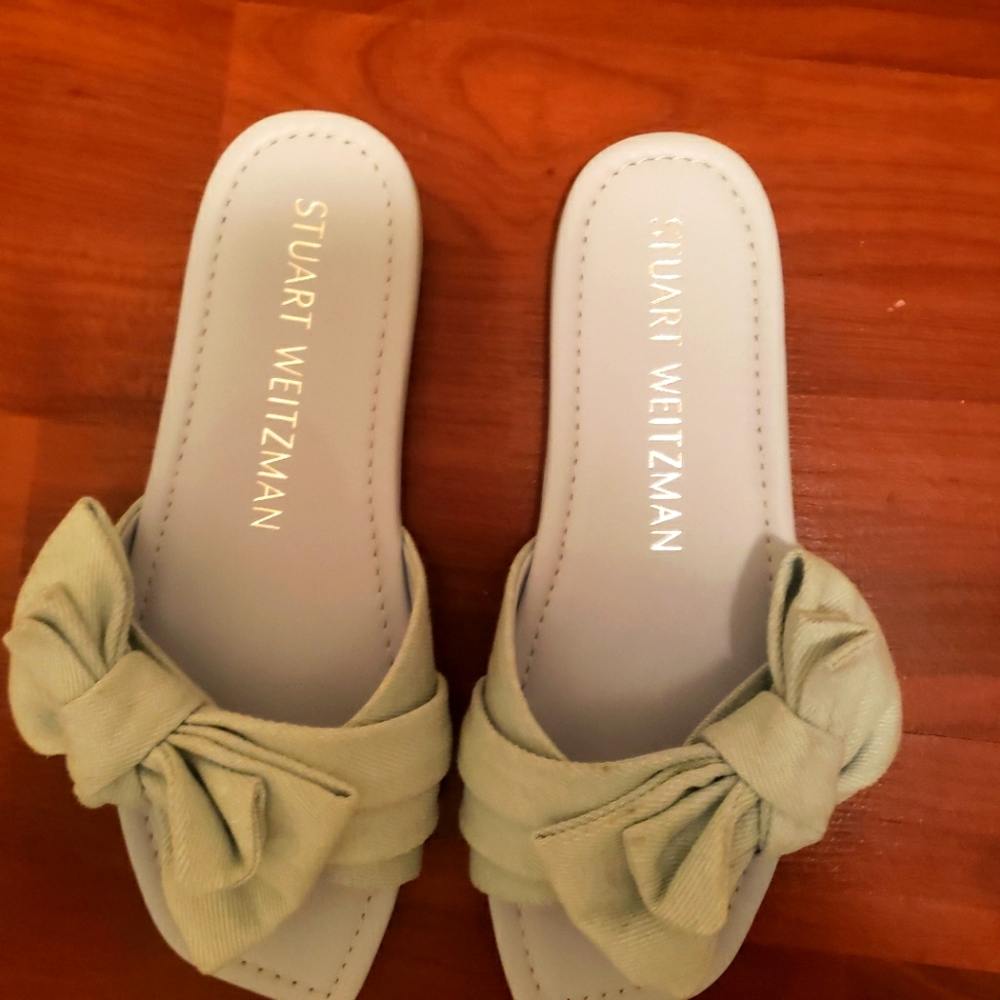 Stuart Weitzman Loveknot Denim Flats Sandals - image 3